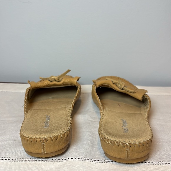 Hush Puppies Leather Fringed Mules Tan leather Slip-On Loafers open back size 7 - Picture 3 of 11